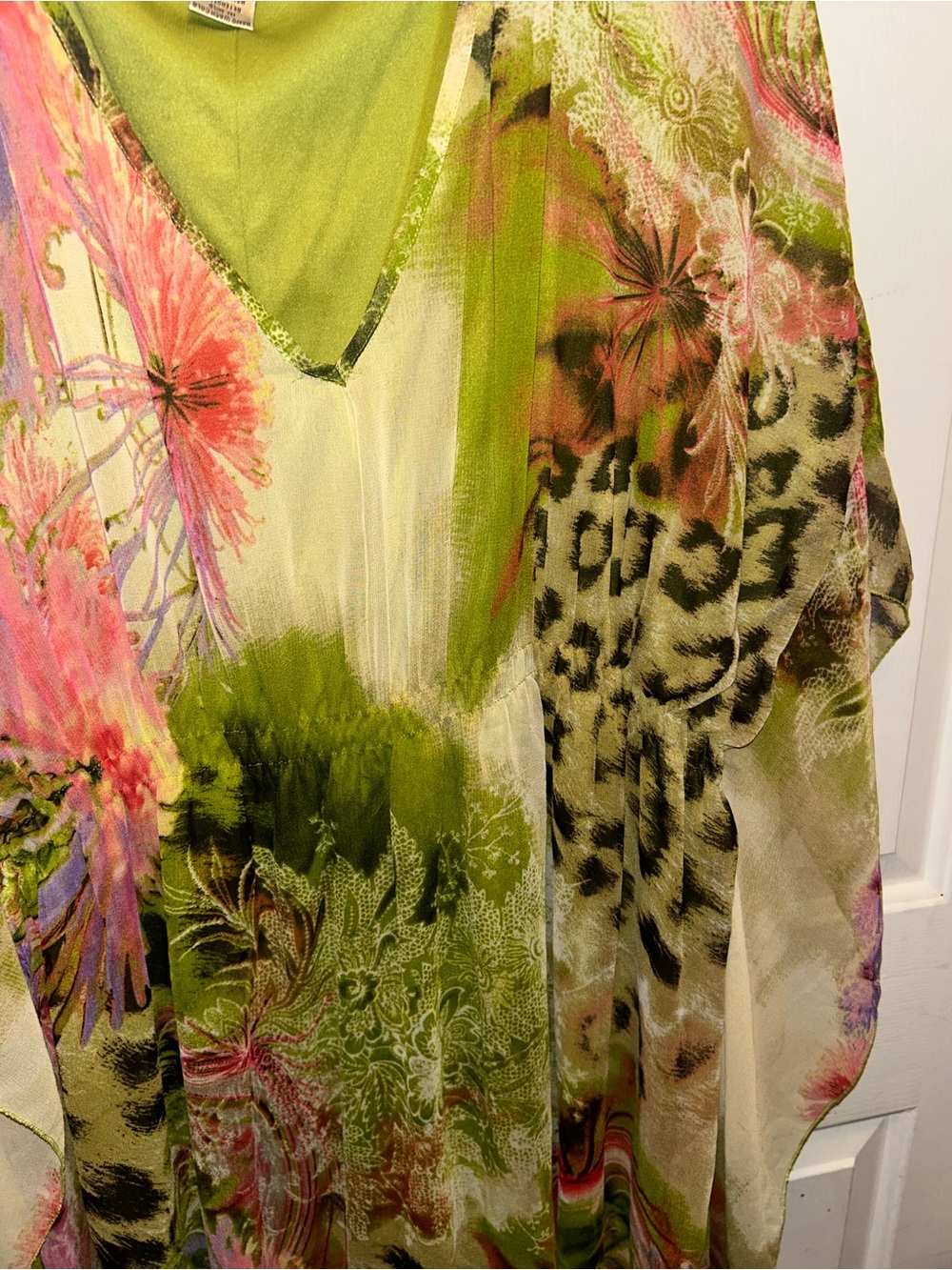 Floral Green V-Neck Women's Dress
